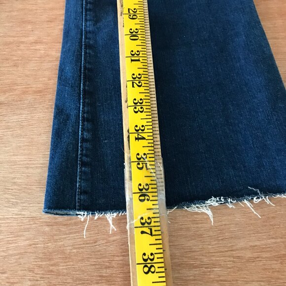 Frame Le Flare De Francoise Flare Jeans Women 32 Blue Mid Rise Raw Hem Preppy - Picture 7 of 15